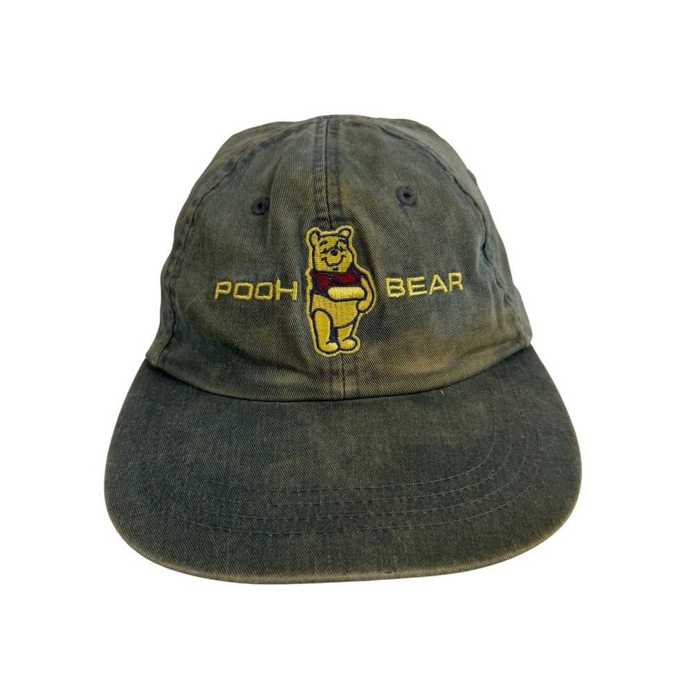 Vintage Winnie the Pooh Bear Hat Faded Olive Green Disney Dad Cap Adjustable